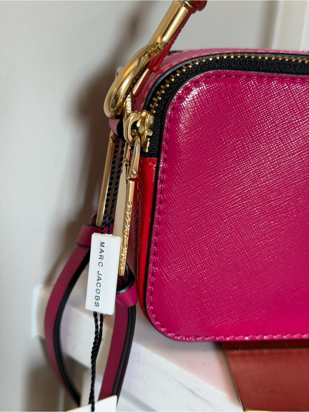 Marc Jacobs Hot Pink & Red Double-Zip Crossbody Camera Bag with Gold Hardware - Picture 10 of 15